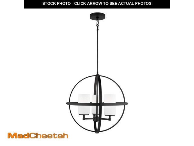 Lot 74-12836919 - Generation Lighting Alturas 3-Light Midnight Black Modern Dining Room Hanging Globe Chandelier with ...