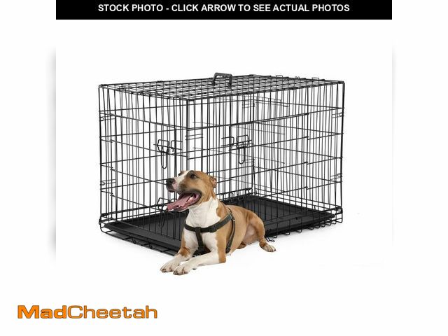 Lot 74-12785672 - FDW Dog Crate Dog Kennel Cage with Double Door,36 inch Folding Metal Wire Dog Cage with Removable Tr...