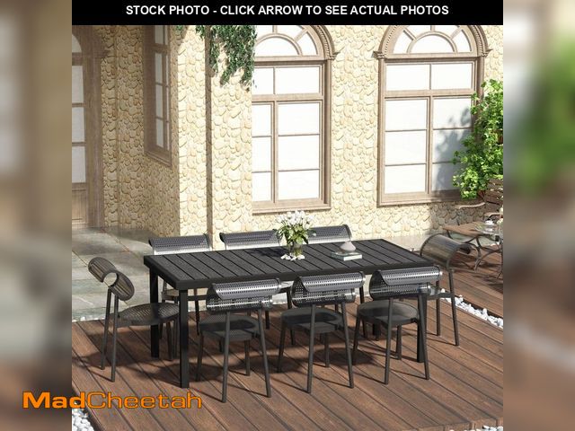 Lot 74-14115333 - Clihome 75 in. x 35 in. 8 Person Outdoor Dining Table with Faux Wood Top and Rustproof Aluminum Fram...