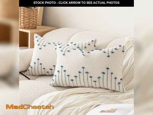 Lot 74-13627103 - LILEPOY Boho Throw Pillow Covers 12x20 Set of 2 Neutral Decorative Textured Cushion Case Farmhouse P...