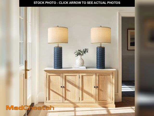 Lot 74-12606607 - PoKat 27.5'' Tall Table Lamps for Living Room Set of 2, Ceramic Bedroom Lamps for Night Stands, Mode...