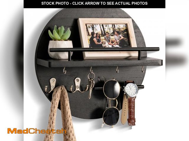 Lot 74-12435313 - dreampossible Key Holder for Wall Decorative with Shelf and Hooks, Mail Organizer Wall Mount, Circul...