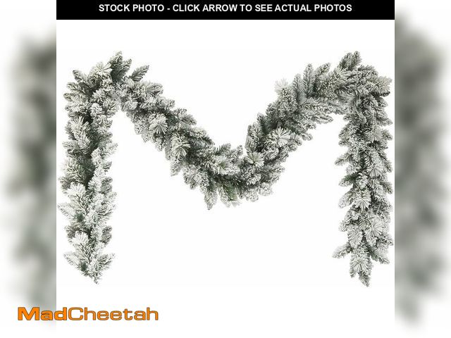 Lot 74-13041650 - Puleo International 9' Flocked Spruce Garland with 160 Tips - UNUSED