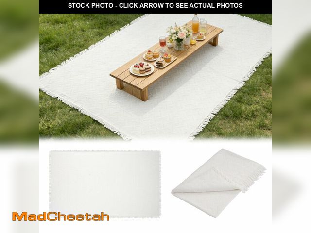 Lot 74-14304197 - YEXEXINM Extra Large Outdoor Picnic Blanket 118" x 71" Oversize Woven Cotton Yarn Beach Blanket with...