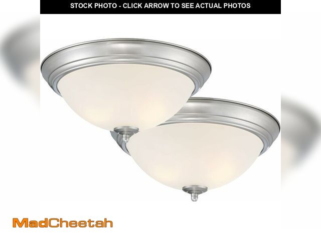 Lot 74-13844467 - Designers Fountain Flush Mount Ceiling Light, 11 Inch Frosted Glass Lighting Fixture for Kitchen, Be...
