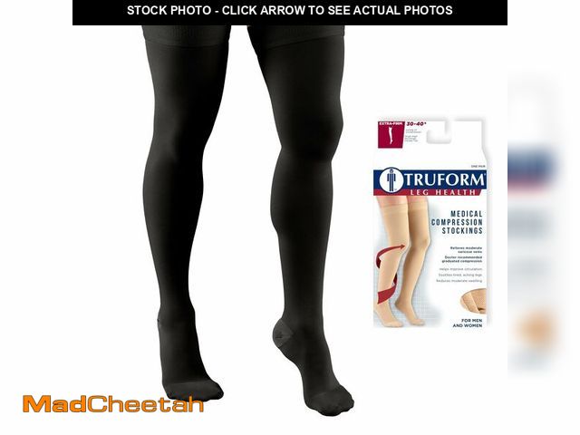Lot 74-13955290 - Truform 30-40 mmHg Compression Stockings for Men and Women, Thigh High Length, Dot-Top, Closed Toe, ...