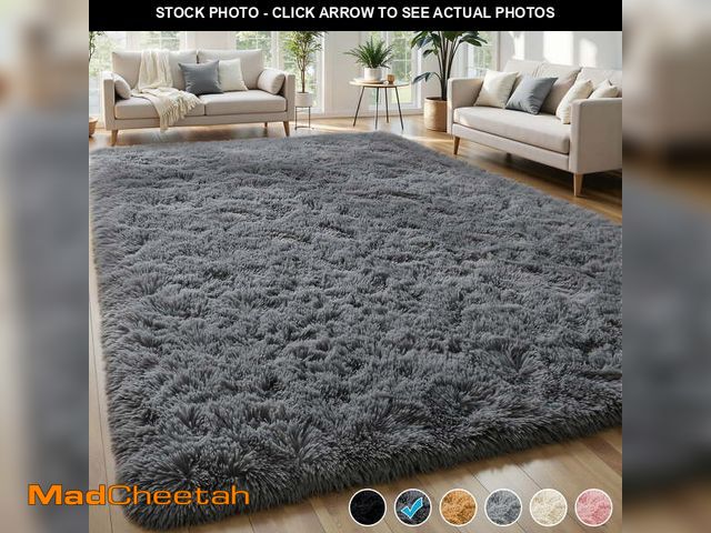 Lot 74-12679905 - Nefoso Shag Area Rug, 9ft x 12ft Soft Fluffy Area Rugs for Living Room Bedroom Decor Carpet, Dark Gr...