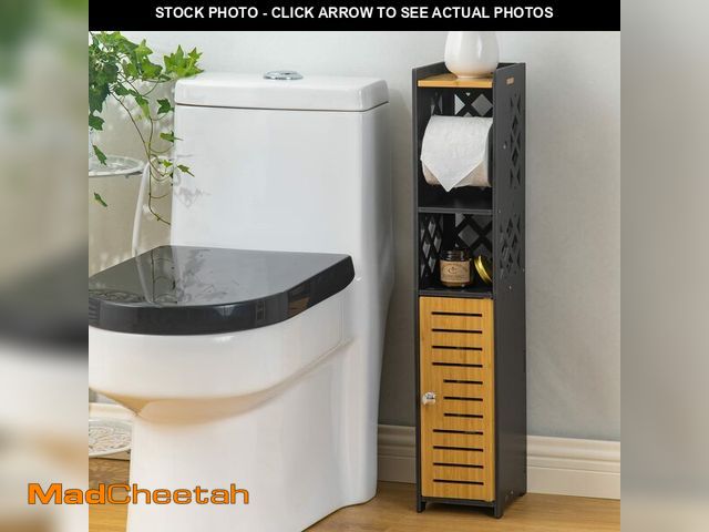 Lot 74-12603394 - H HUIYKALY Toilet Paper Holder Stand: Bathroom Stand with Toilet Paper Holder Insert Slim Storage Ca...