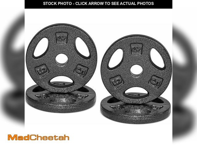 Lot 74-12695452 - CAP Barbell Standard 1-Inch Grip Weight Plates 5 lbs BLACK, Pack (x4) - UNUSED