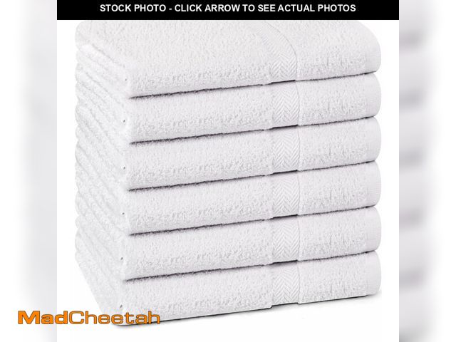 Lot 74-13549414 - Towel and Linen Mart 100% Cotton White 6 Pack Bath Towel Set, Quick Dry, Super Absorbent, Light Weig...