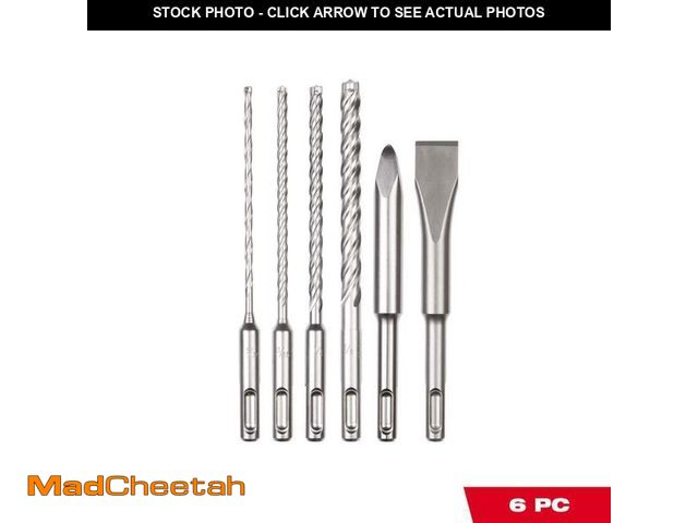 Lot 74-13692172 - Milwaukee 4-Cutter SDS-Plus Carbide Drill Bits with Flat and Bull Point Chisel (6-Piece) - UNUSED