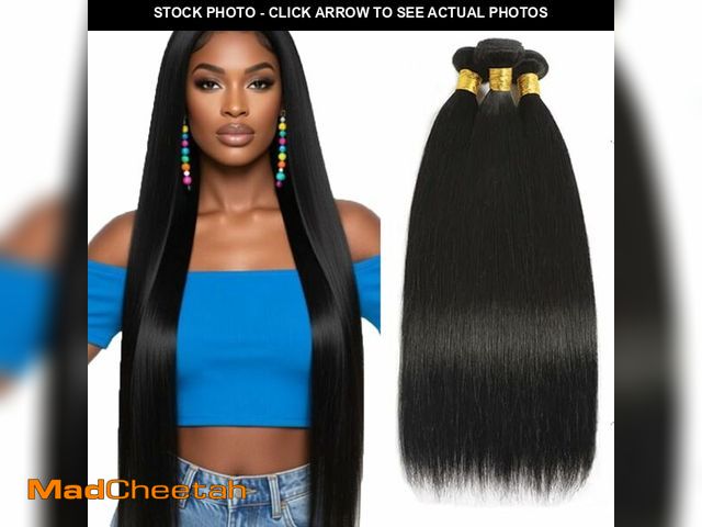 Lot 74-14427427 - Human Hair Bundles Straight Bundles 24 26 28 Inch Unprocessed Brazilian Virgin Remy Hair Natural Bla...