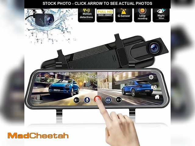 Lot 74-13060123 - IFCOW 10" 1080P Mirror Dash Cam,Full Touch Screen Backup Camera Front and Rear View Parking Monitor ...