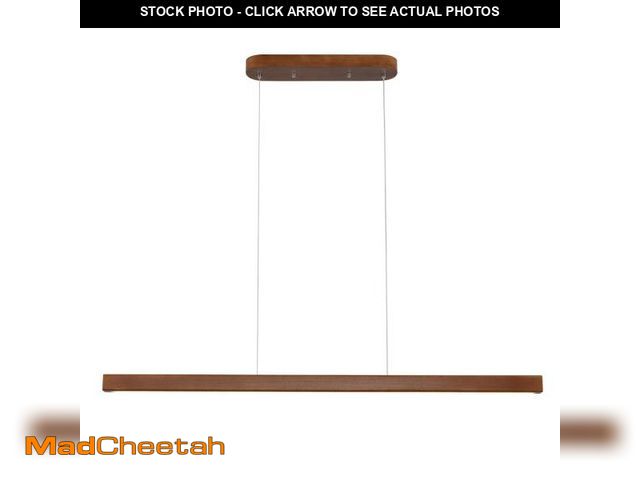 Lot 74-12105521 - YISDESIGN 71" Wood Linear Pendant Light Modern LED Dimmable Ceiling Hanging Light Fixtures Wood Line...