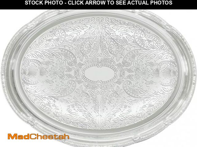 Lot 74-12174453 - Winco CMT-1014 0.5mm Oval Tray, 14-Inch by 10-Inch, Chrome,Medium(Set of 4) - USED