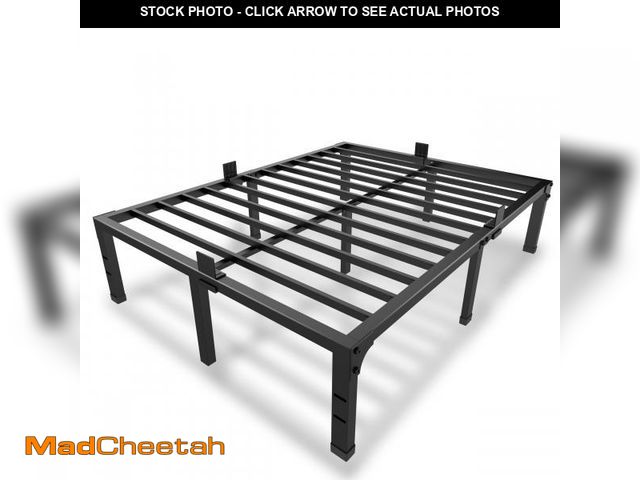 Lot 74-12538484 - MAF 14 Inch Metal Platform King Bed Frame, Heavy Duty Black Bed Frame with Steel Slats Support, No B...