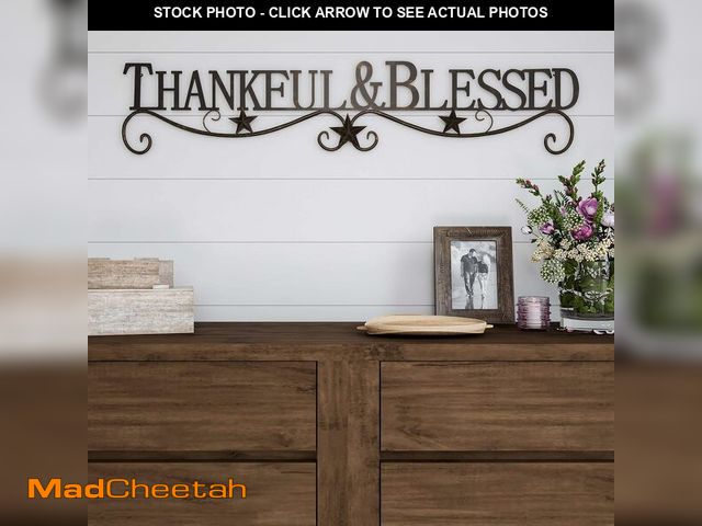 Lot 74-12760267 - Lavish Home Metal Cutout-Thankful And Blessed Decorative Wall Sign-3D Word Art Home Accent Decor-Mod...