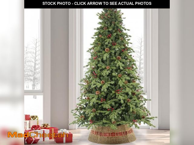 Lot 74-12140133 - KI Store 7.5ft Decorated Christmas Tree with Berries and Pinecones Realistic Artificial Hinged Chris...