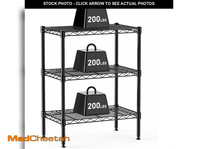 Lot 74-14067212 - DUMOS 3-Tier Metal Wire Storage Shelves, Adjustable Standing Storage Rack Shelf, Heavy Duty Steel Sh...