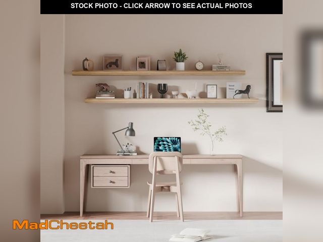 Lot 74-12201605 - ONOTETUT 72 inch Long Floating Shelves, Solid Wood Long Wall Shelves Set of 2, Brwon Wooden Mounted ...
