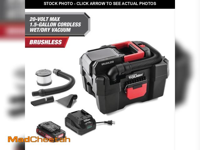 Lot 74-12532613 - Hyper Tough 1.5 Gallon Wet Dry Vac, 20V Max, Brushless Motor, Cordless, Battery and Charger Included...