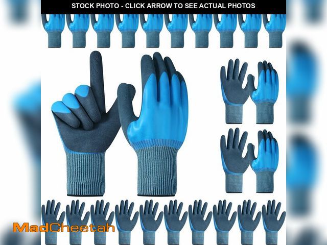 Lot 74-12703577 - Mimorou 12 Pairs Waterproof Work Gloves, Blue, XL Size, Unisex - USED