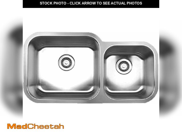 Lot 74-13636778 - Whitehaus WHNDBU3318-BSS Noah'S Collection 33 1/2-Inch Double Bowl Undermount Sink, Brushed Stainles...