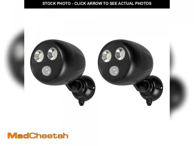 Lot 74-12532112 - Defiant 450-Lumen Battery Powered 120-Degree Black Motion Activated Integrated LED Flood Light (2-Pa...