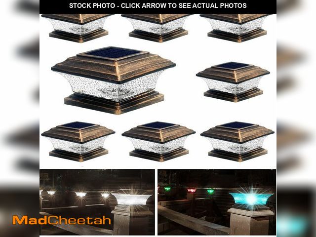 Lot 74-14381556 - HUYIENO Solar Post Cap Lights Outdoor LED Lighting Deck Fence Light Two Modes Warm White/7 RGB Color...