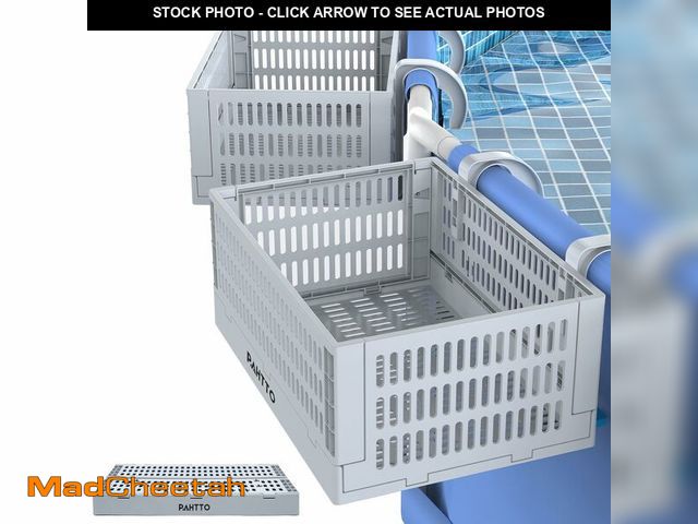Lot 74-14274345 - XL Poolside Storage Basket 2pcs, Foldable Above Ground Pool Storage Basket for Pool Toys, Towels, Be...