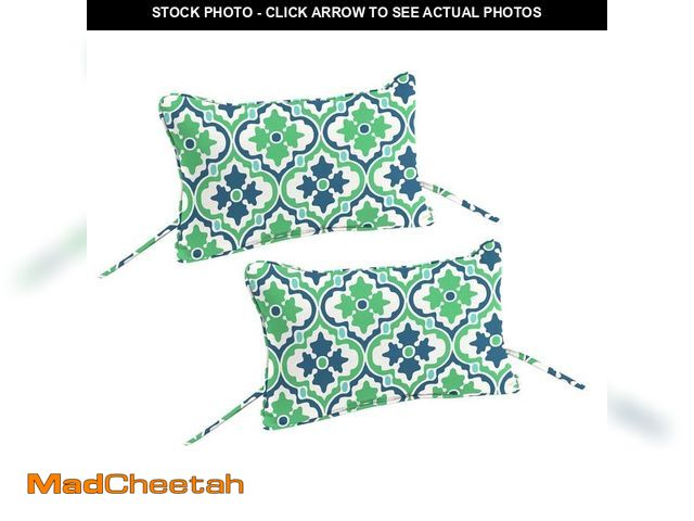 Lot 74-14254533 - Jordan Manufacturing 15 in. L x 9 in. W x 4 in. T Rectangular Outdoor Headrest Throw Pillow with Tie...
