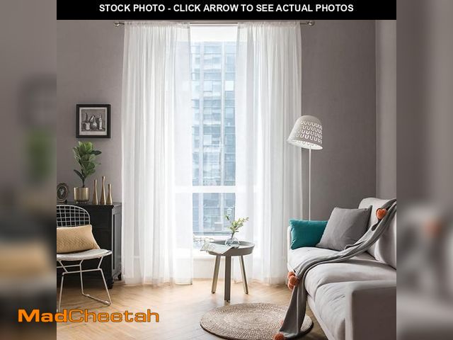 Lot 74-12310246 - MIULEE 2 Panels Solid Color White Sheer Window Curtains Elegant Window Voile Panels/Drapes/Treatment...