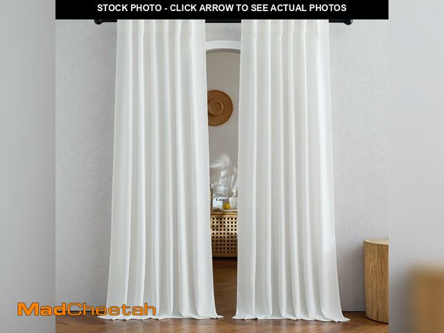 Lot 74-14062770 - NICETOWN Faux Linen Ivory Sheer Curtains 72 inches Long, Rod Pocket &amp; Back Tab Semi Sheer Linen ...