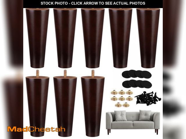 Lot 74-12120436 - Ruisita 8 Pieces Furniture Couch Legs 6 Inch Round Solid Wood Sofa Legs Natural Wooden Couch Legs Re...