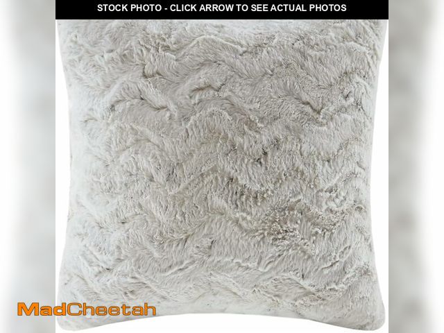 Lot 74-13042229 - Madison Park Zuri Faux Fur Ombre Stripe Ultra Soft Luxury Decorative Throw Pillows, for Couch Bed wi...