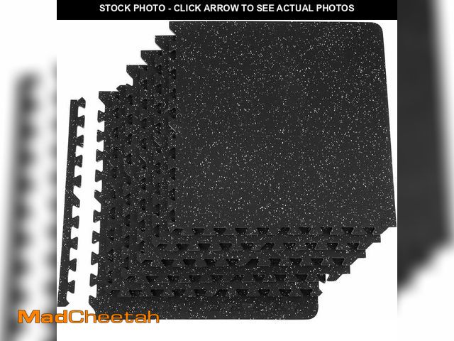 Lot 74-12544455 - VEVOR 6PCS 0.56 inch Thick Gym Floor Mats, 25" x 25" EVA Foam &amp; Rubber Top Interlocking Workout ...