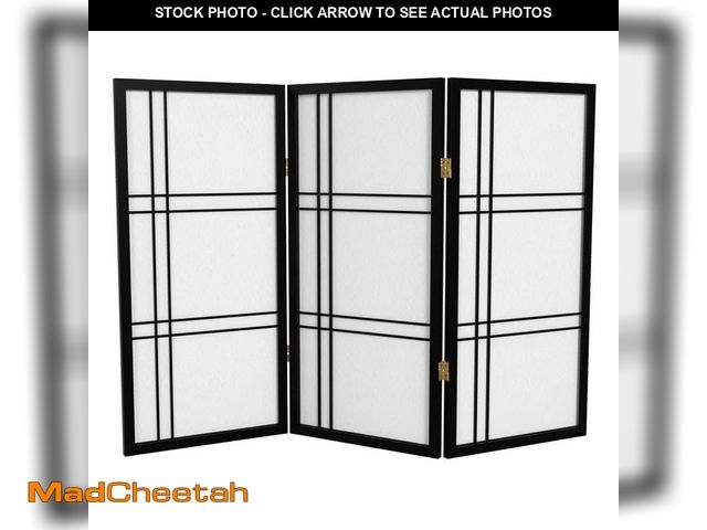 Lot 74-12787742 - RED LANTERN 3 ft. Short Double Cross Shoji Screen - Black - 3 Panels - UNUSED