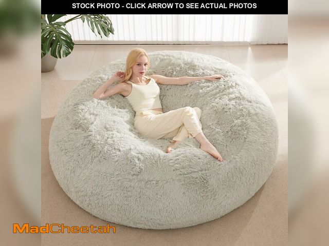 Lot 74-14045490 - Bean Bag Chair Cover, Waterproof Faux Fur Bean Bag Cover Only(No Filler), 5FT Round Beanbag Cover wi...