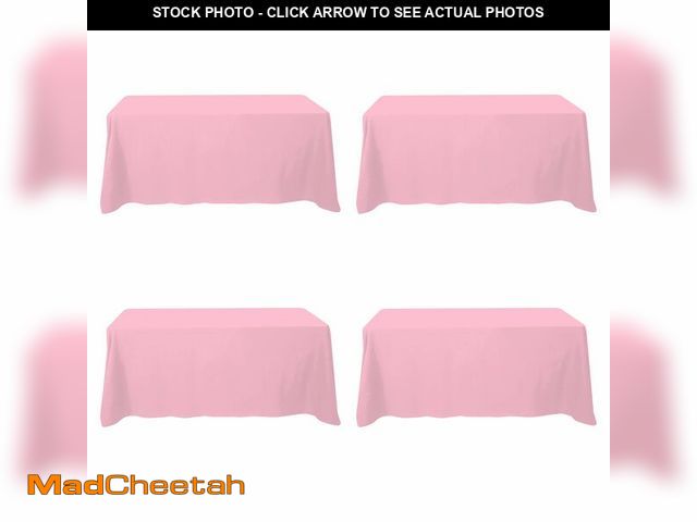 Lot 74-14295349 - BRILLMAX 4 Pack Pink Tablecloths 90 x 132 Inch for 6ft Rectangle Tables - 150 GSM Polyester Fabric, ...