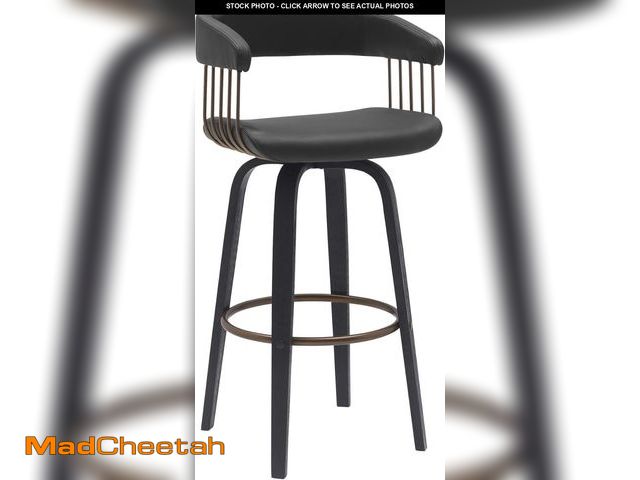 Lot 74-12136750 - Armen Living Topanga 30.5" Seat Height Mid Century Modern Swivel Black Wood Bar Stool for Kitchen Is...