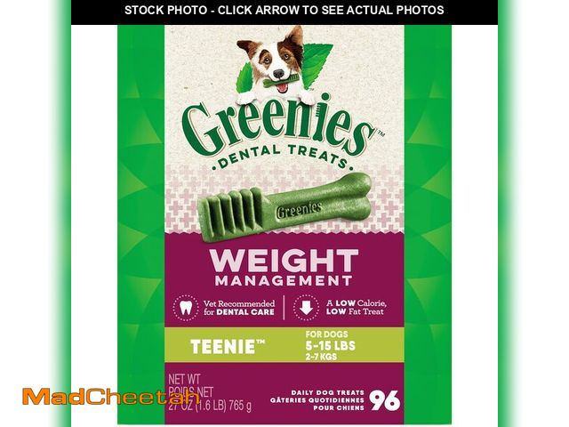 Lot 74-13767604 - GREENIES Weight Management TEENIE Dental Dog Chews - 27 Ounces 96 Treats (Best By: 12/25/26) - UNUSE...