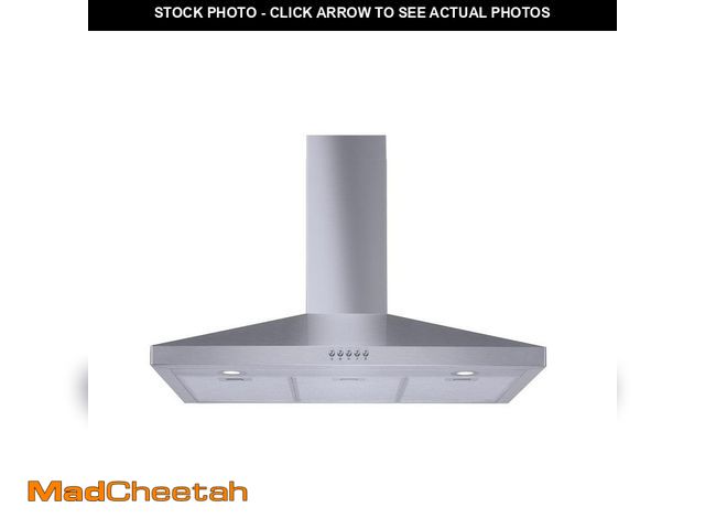 Lot 74-13116753 - Vissani Siena 36 in. 350CFM Convertible Pyramid Wall Mount Range Hood in Stainless Steel with Charco...