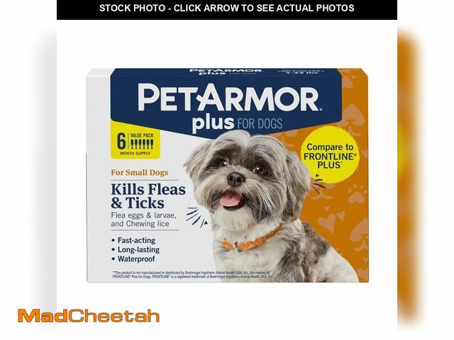 Lot 74-14430439 - PetArmor Plus Flea and Tick Prevention for Dogs, Small Dog Flea and Tick Treatment, 6 Doses, Waterpr...