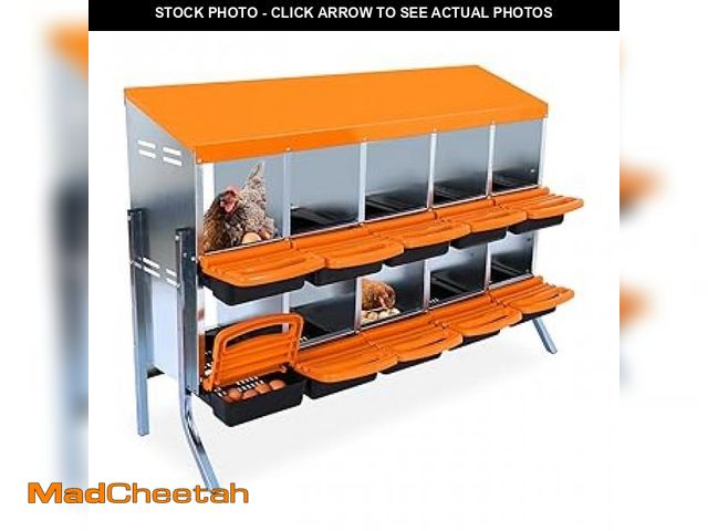 Lot 74-12418969 - Garvee Chicken Nesting Boxes, 10 Hole Metal Chicken Laying Box with Removable Trays and Roll Out Egg...