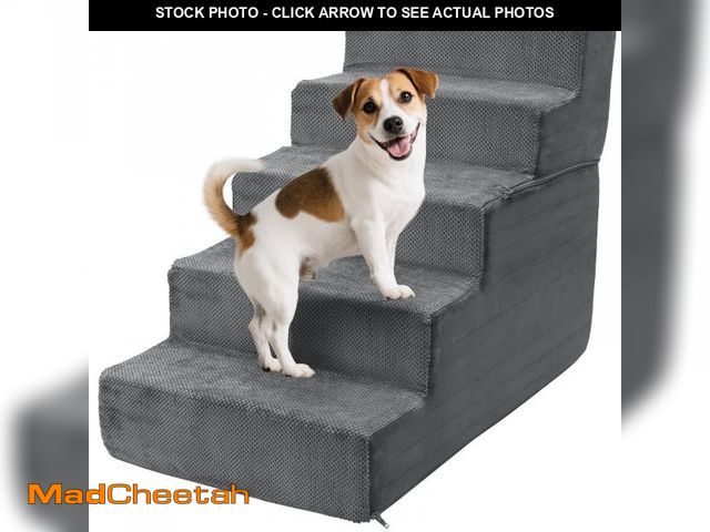 Lot 74-12166731 - Vipsafe 5-Step Dog Stairs Pet Ramp Stairs for Small Dogs and Cats High Bed Couch Sofa Clambing, Non-...
