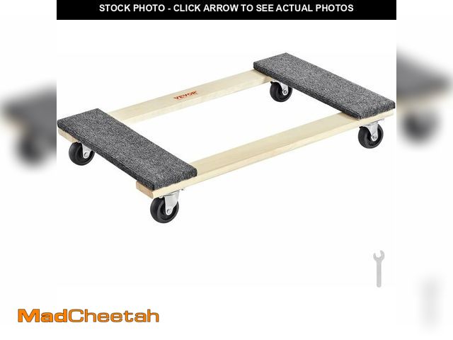 Lot 74-12665391 - VEVOR Hardwood Furniture Moving Dolly, 30 in. x 18 in. 4 x 3 PP Swivel Casters, Heavy Duty Wooden Mo...