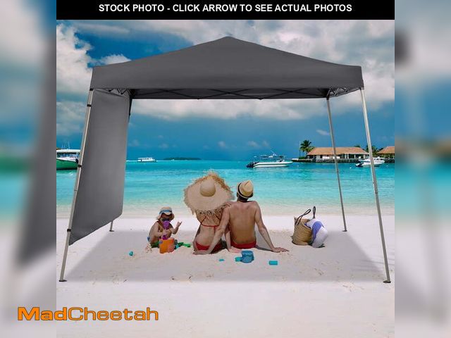 Lot 74-12888543 - (MISSING STAKES) Ainfox 8 x 8ft Pop-up Canopy Tent, Patio Gazebo with One Sidewall, Instant Slant St...