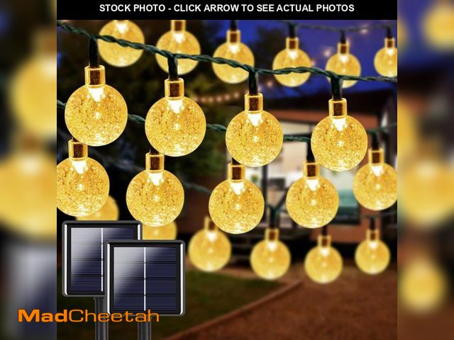 Lot 74-11553024 - LORRYTE 2-Pack 64FT 100 LED Crystal Globe Solar String Lights Outdoor, Waterproof Solar Lights for O...