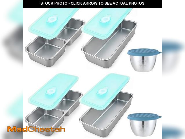 Lot 74-12421281 - 6PCS Stainless Steel Snack Containers, Stainless Steel Food Storage Container with Lid, Salad Dressi...