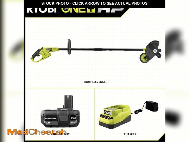 Lot 74-14306858 - RYOBI ONE+ HP 18V Brushless Lawn Edger Tool With 4.0 Ah Battery and Charger - USED